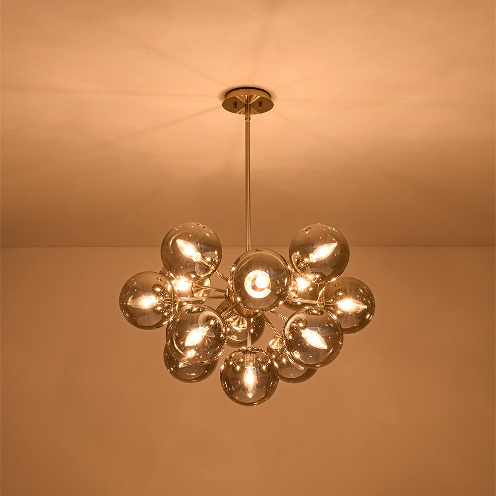 Varella Modern Smoked Glass Fixture Light Chandelier - Lamp Copper