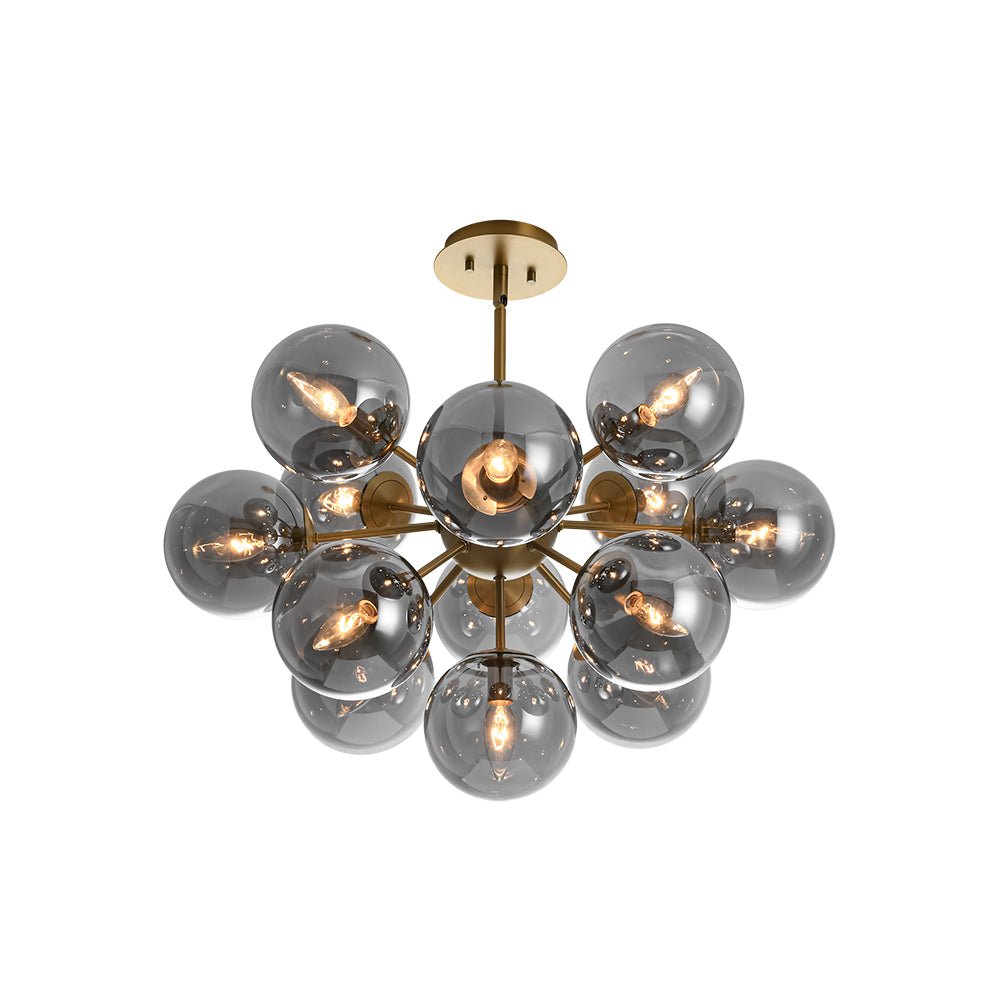 Varella Modern Smoked Glass Fixture Light Chandelier - Lamp Copper