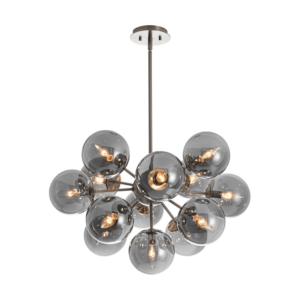 Varella Modern Smoked Glass Fixture Light Chandelier - Lamp Copper