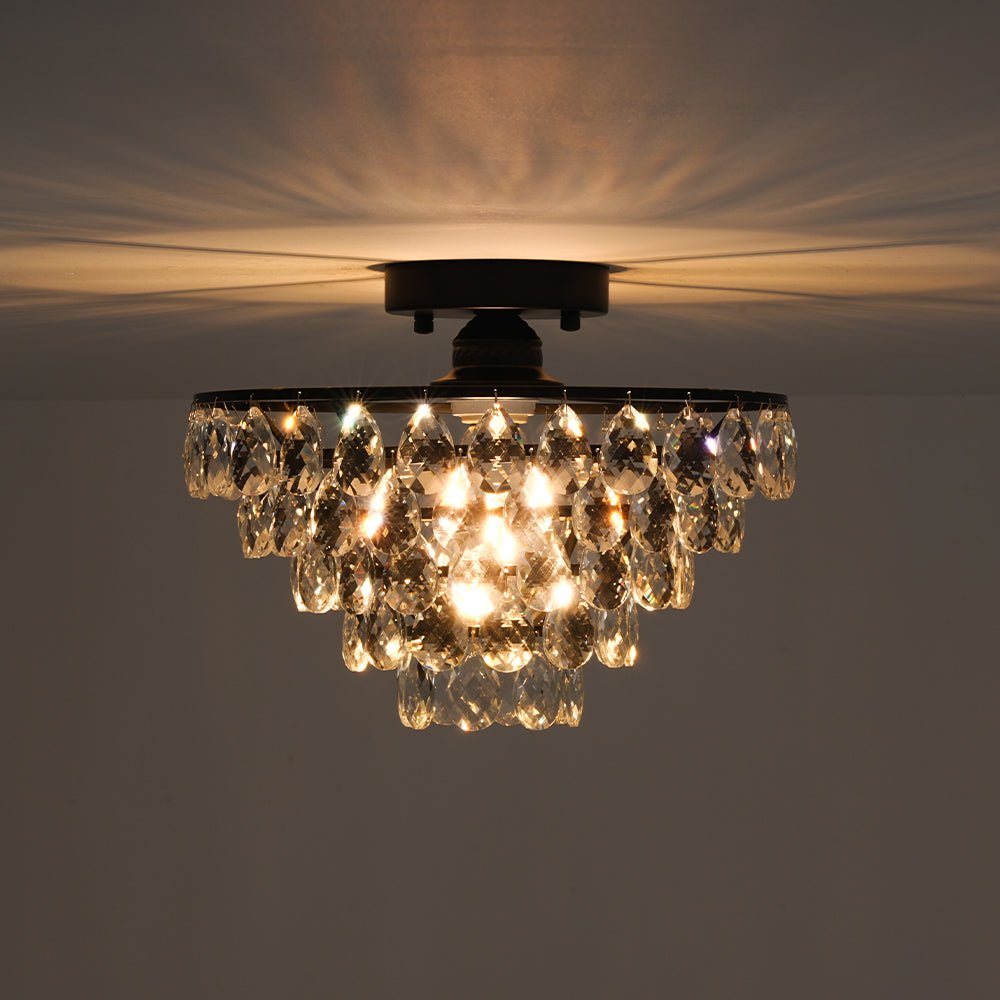 Ildvuvox Glam Faceted Tiered Metal Semi Flush Mount Light