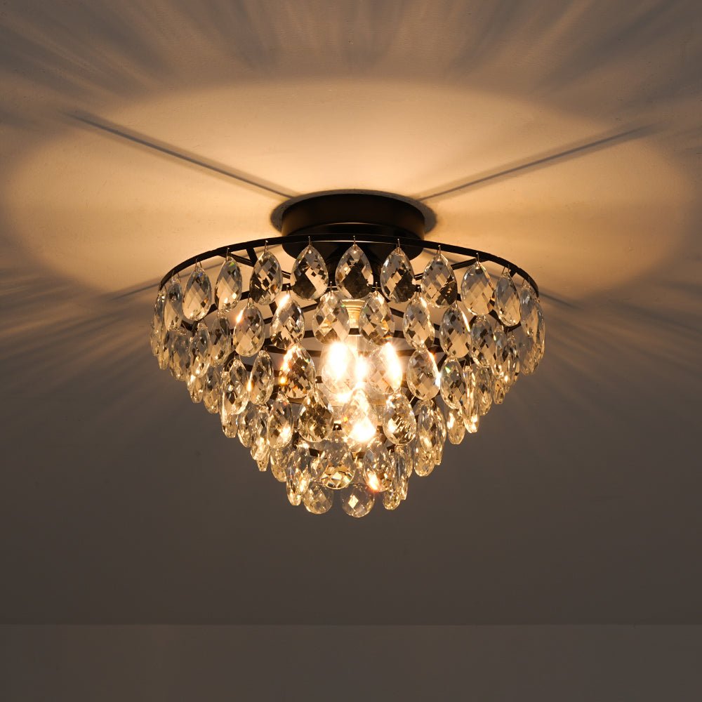 Ildvuvox Glam Faceted Tiered Metal Semi Flush Mount Light