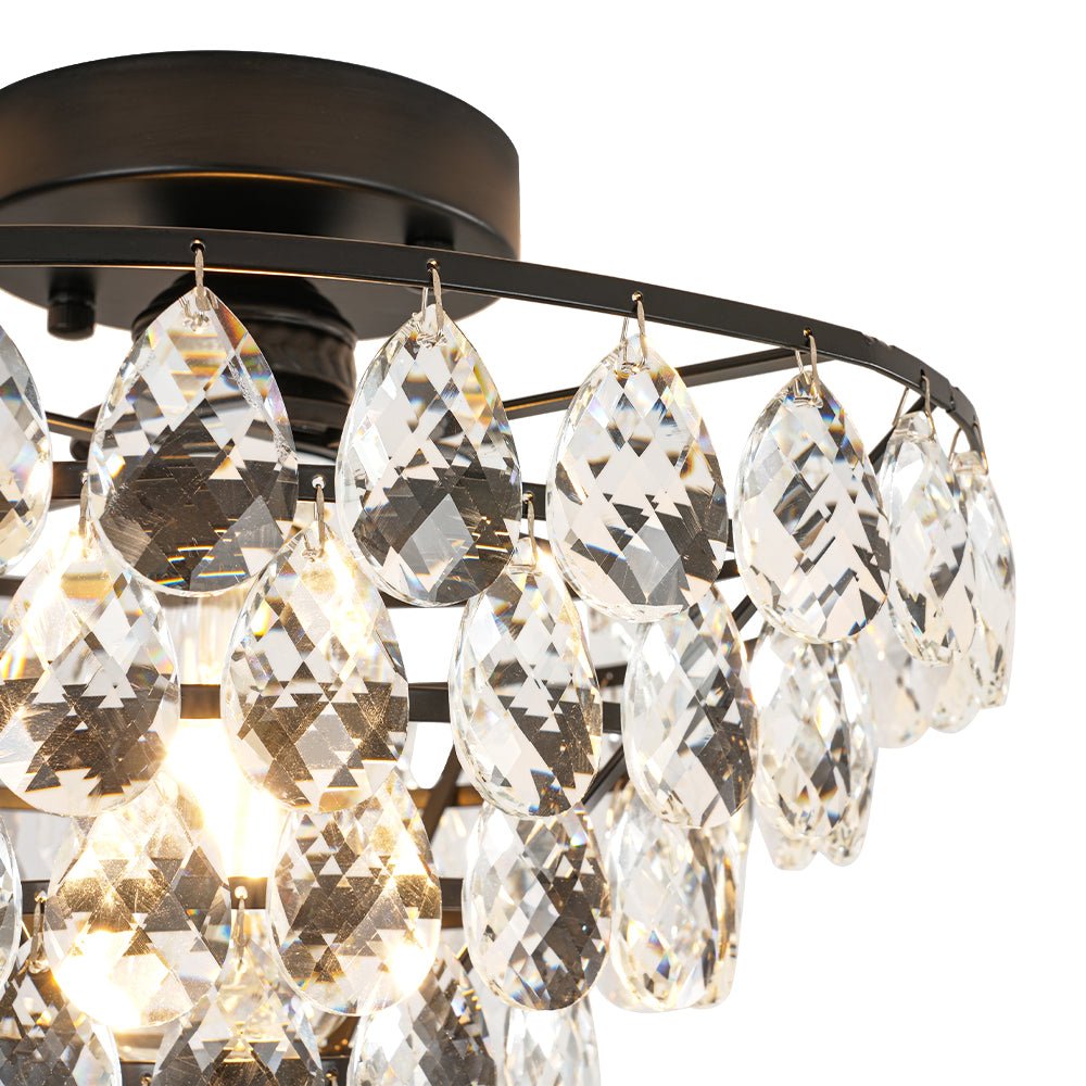 Ildvuvox Glam Faceted Tiered Metal Semi Flush Mount Light