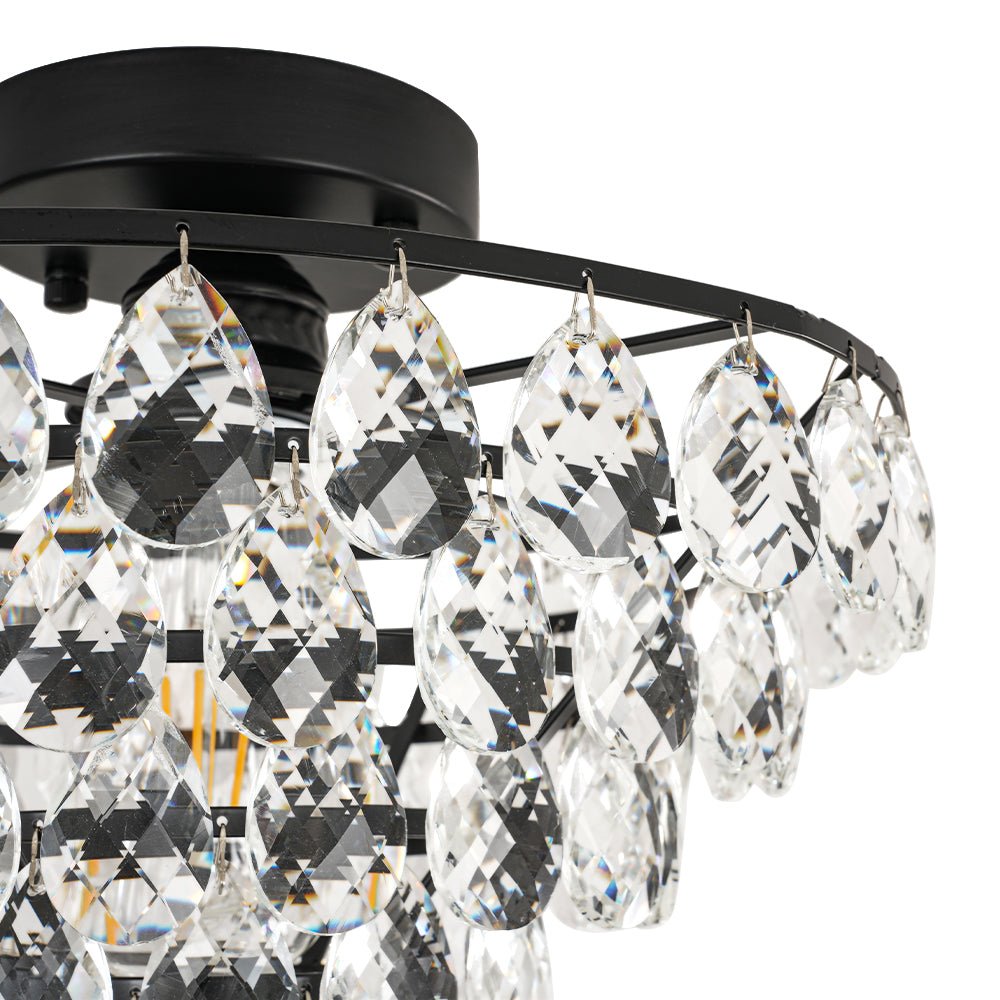 Ildvuvox Glam Faceted Tiered Metal Semi Flush Mount Light