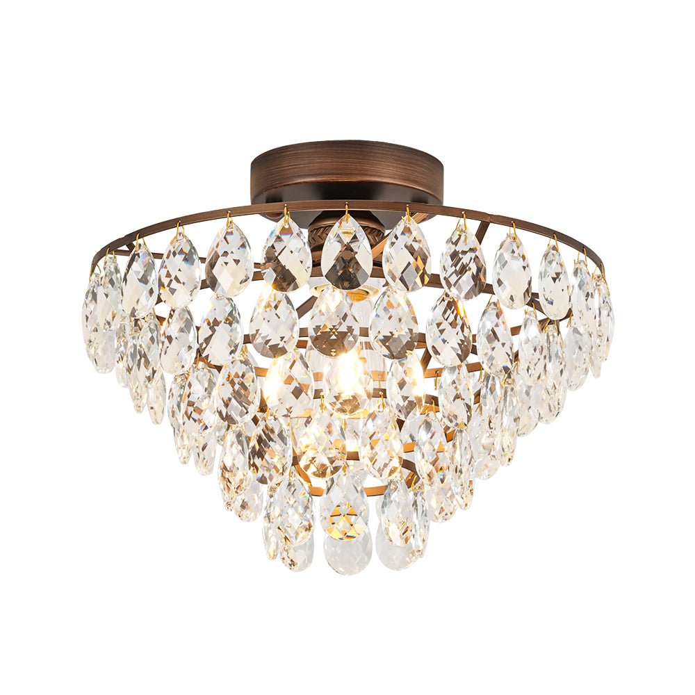 Ildvuvox Glam Faceted Tiered Metal Semi Flush Mount Light