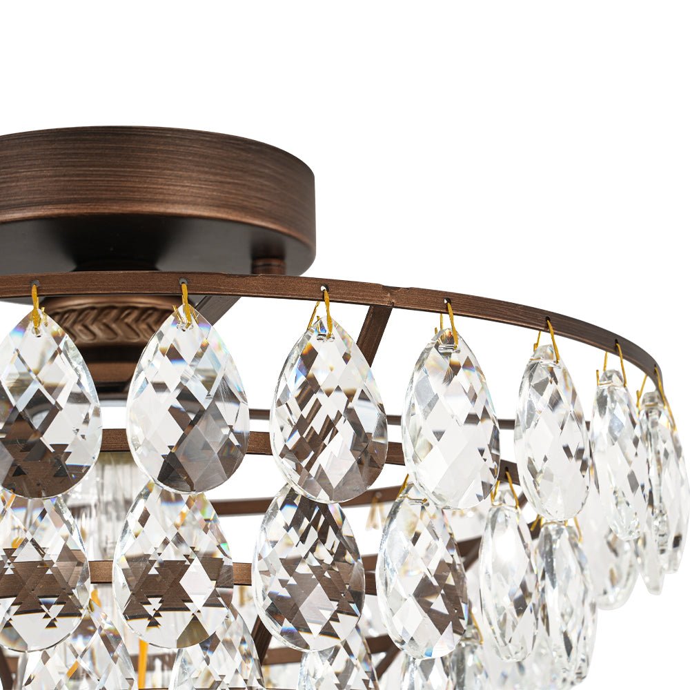 Ildvuvox Glam Faceted Tiered Metal Semi Flush Mount Light
