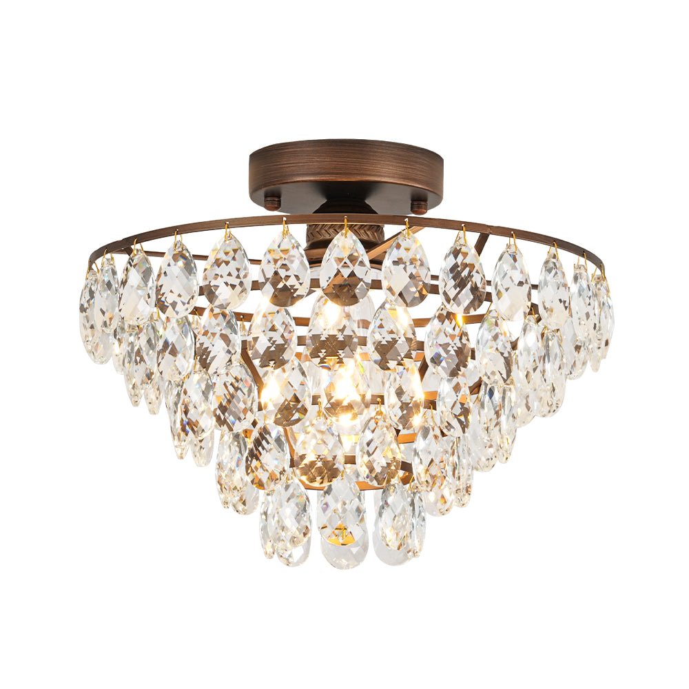 Ildvuvox Glam Faceted Tiered Metal Semi Flush Mount Light