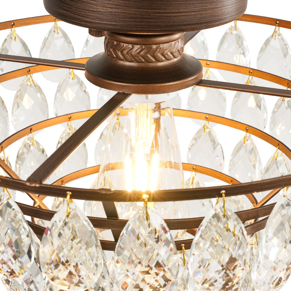 Ildvuvox Glam Faceted Tiered Metal Semi Flush Mount Light