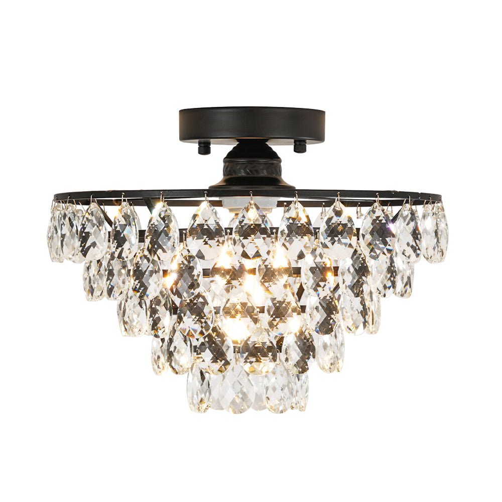 Ildvuvox Glam Faceted Tiered Metal Semi Flush Mount Light