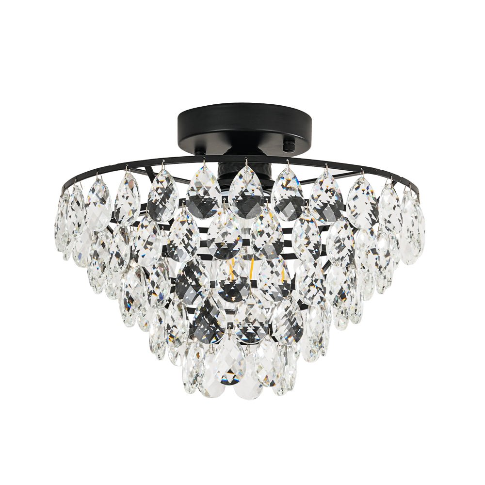 Ildvuvox Glam Faceted Tiered Metal Semi Flush Mount Light