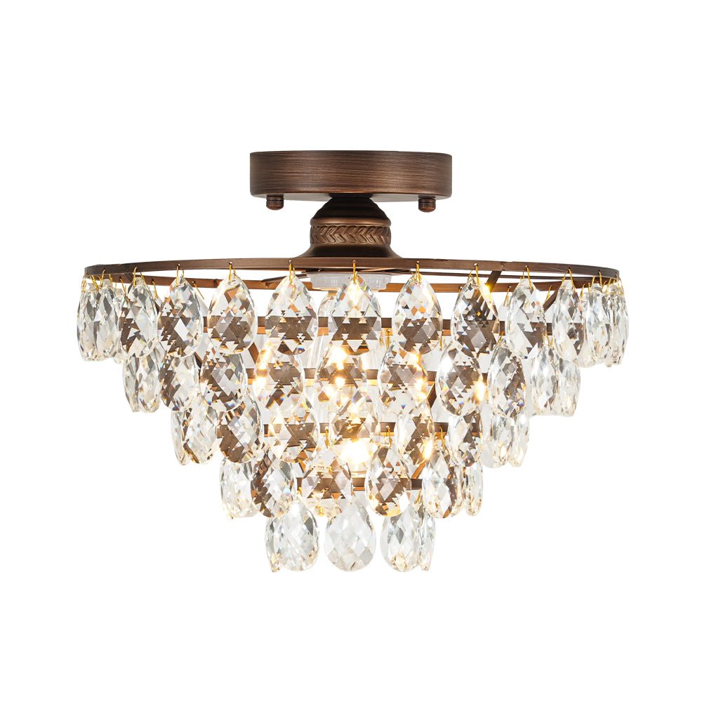 Ildvuvox Glam Faceted Tiered Metal Semi Flush Mount Light