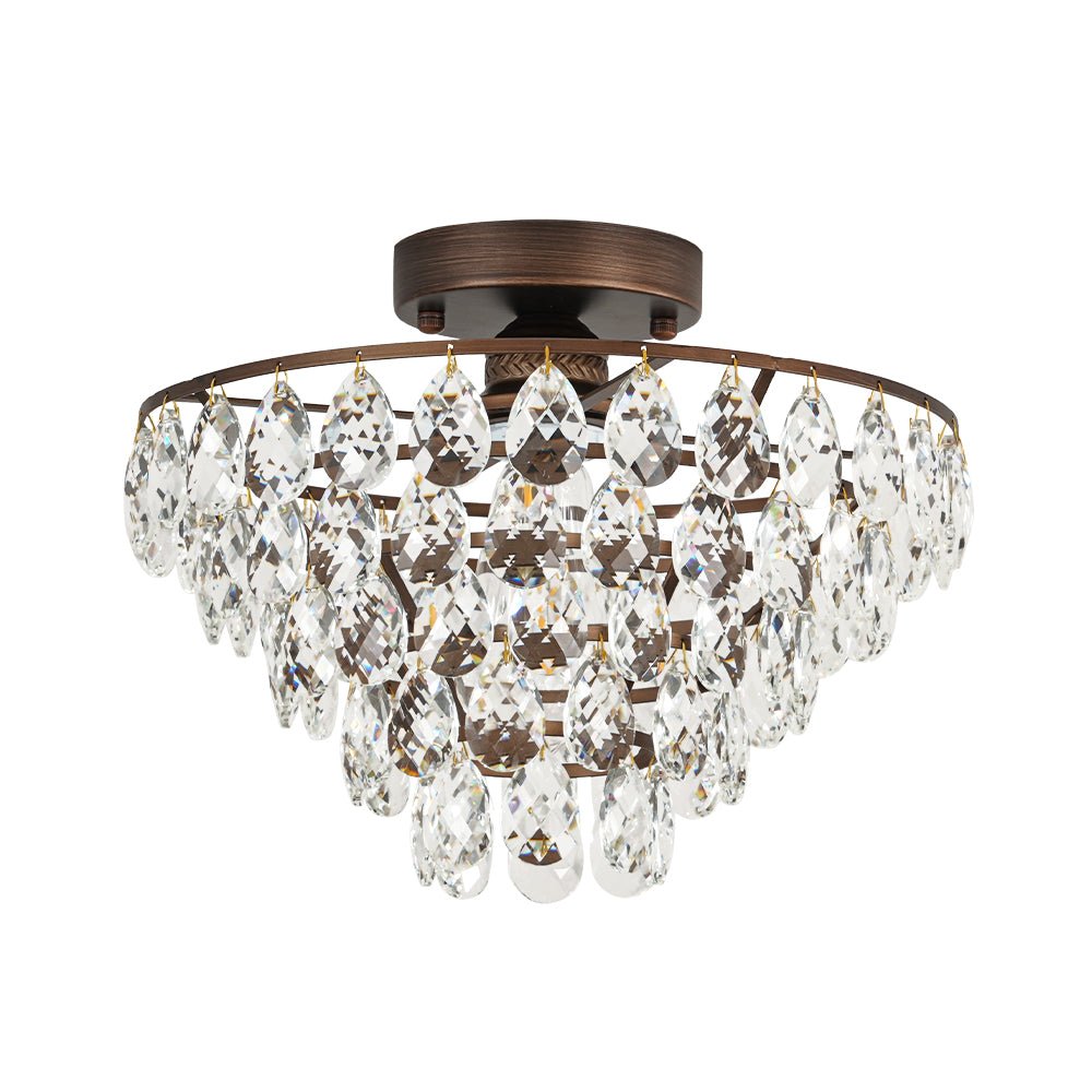 Ildvuvox Glam Faceted Tiered Metal Semi Flush Mount Light