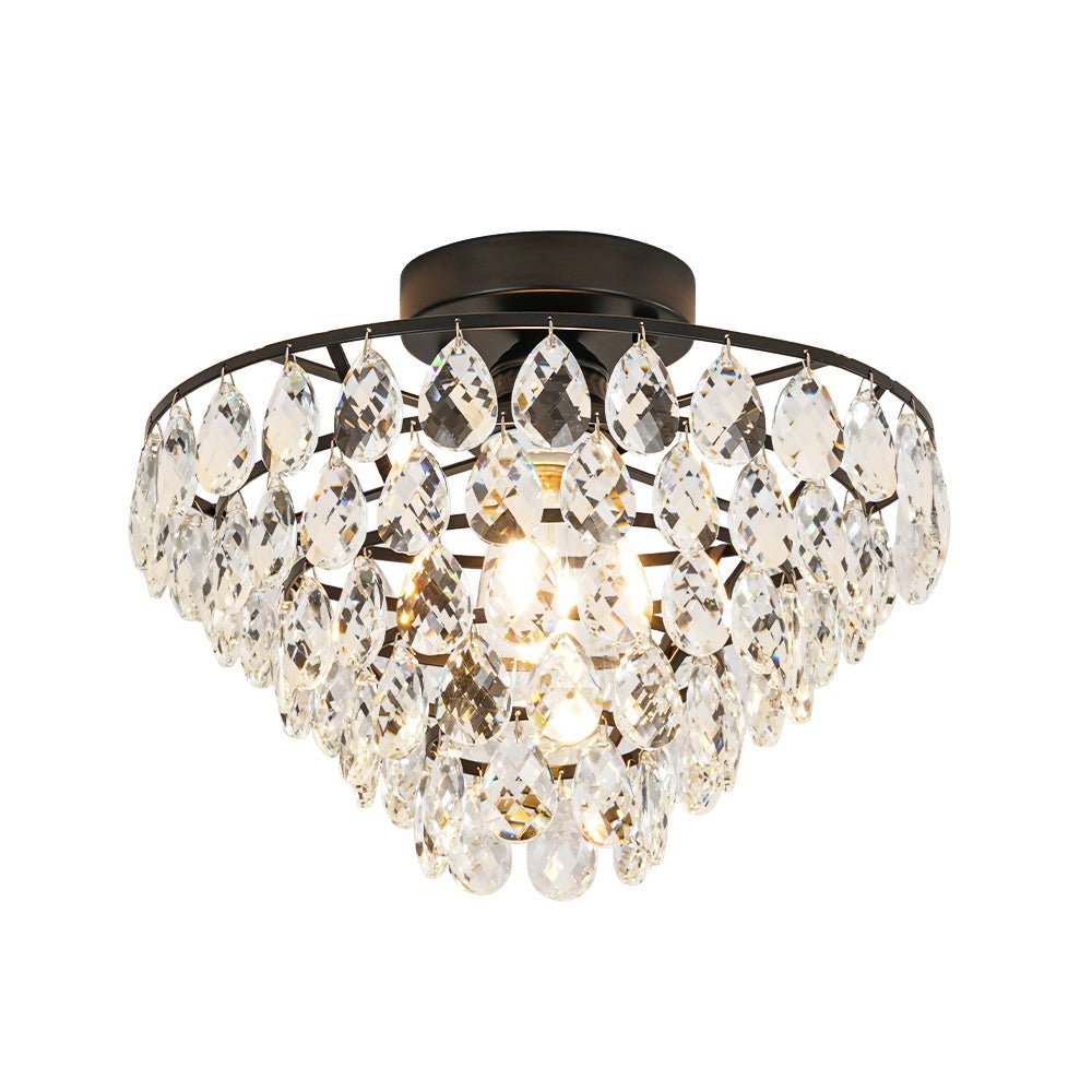 Ildvuvox Glam Faceted Tiered Metal Semi Flush Mount Light