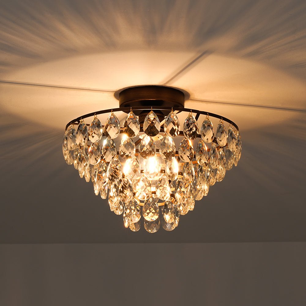 Ildvuvox Glam Faceted Tiered Metal Semi Flush Mount Light