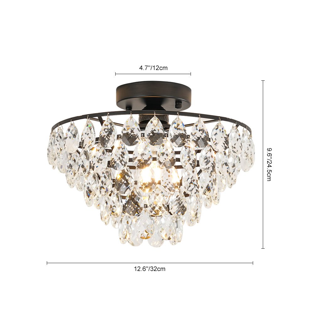 Ildvuvox Glam Faceted Tiered Metal Semi Flush Mount Light