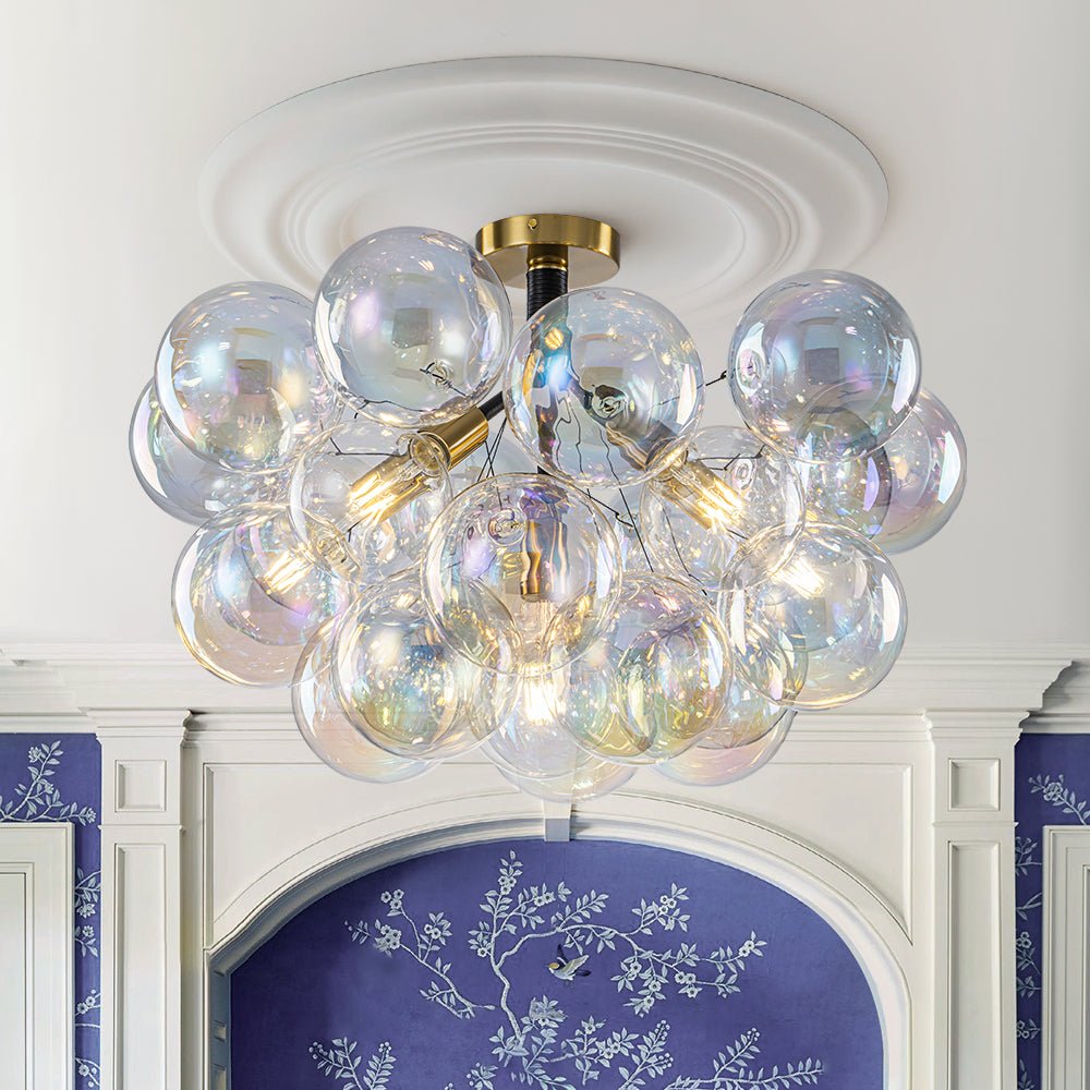 Tindulix Iridescent Glass Semi Flush Chandelier