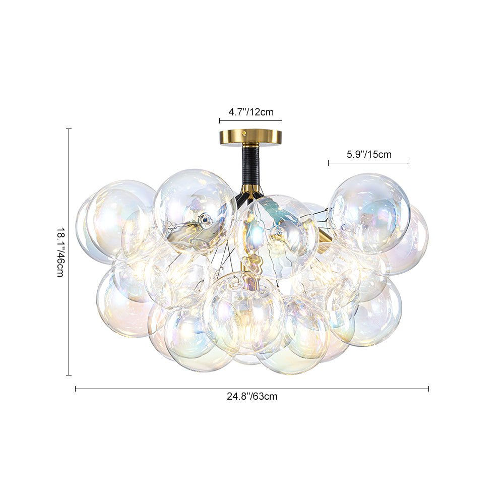 Tindulix Iridescent Glass Semi Flush Chandelier