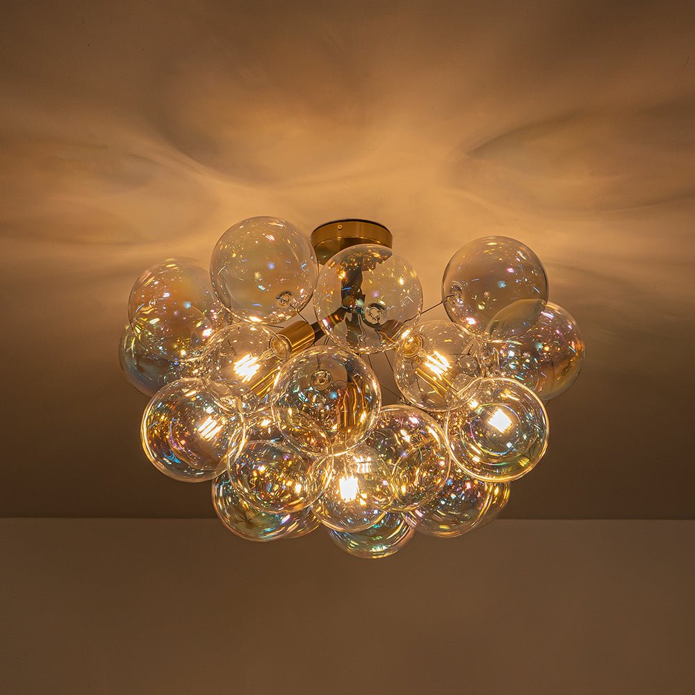 Tindulix Iridescent Glass Semi Flush Chandelier