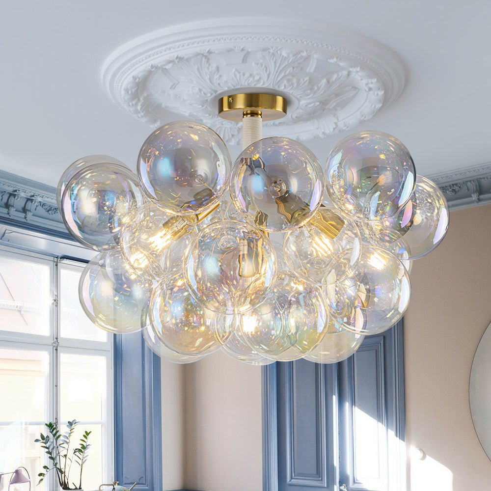 Tindulix Iridescent Glass Semi Flush Chandelier