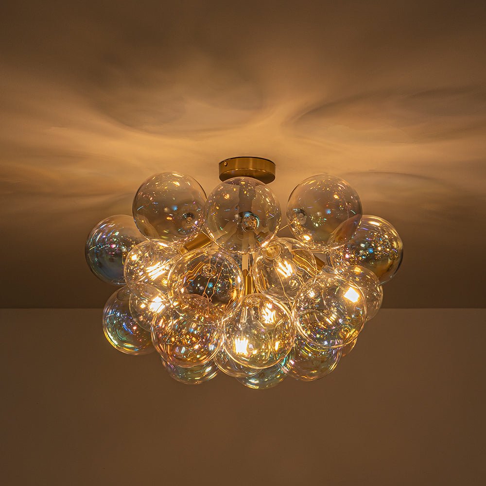 Tindulix Iridescent Glass Semi Flush Chandelier