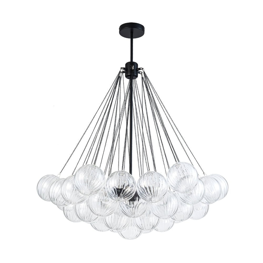 Aevuvox Glam Ribbed Globe Textured Cluster Glass Chandelier - Lamp Copper