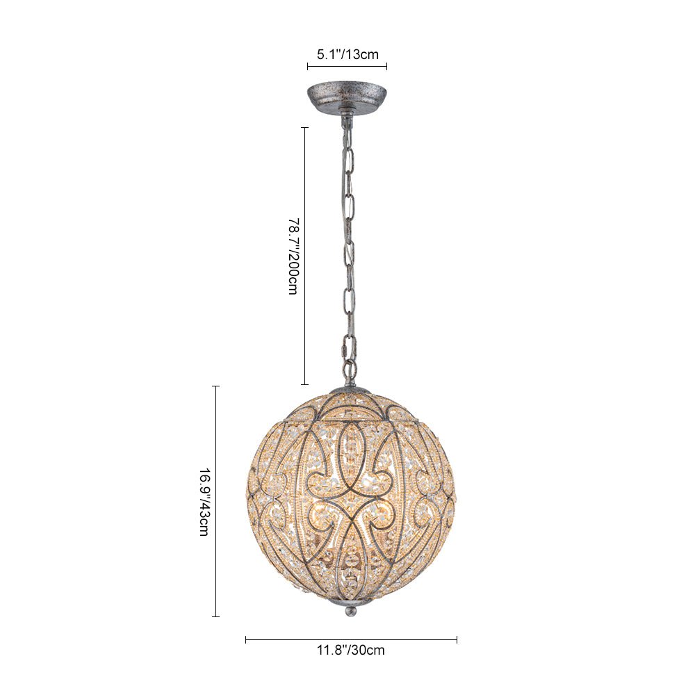 Jarnbrj Glam Shabby Chic Globe Crystal Chandelier