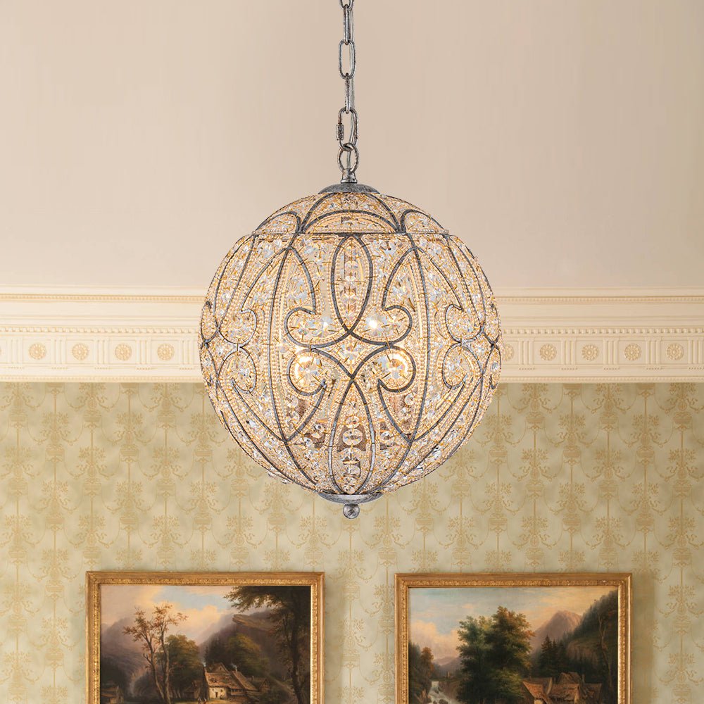 Jarnbrj Glam Shabby Chic Globe Crystal Chandelier