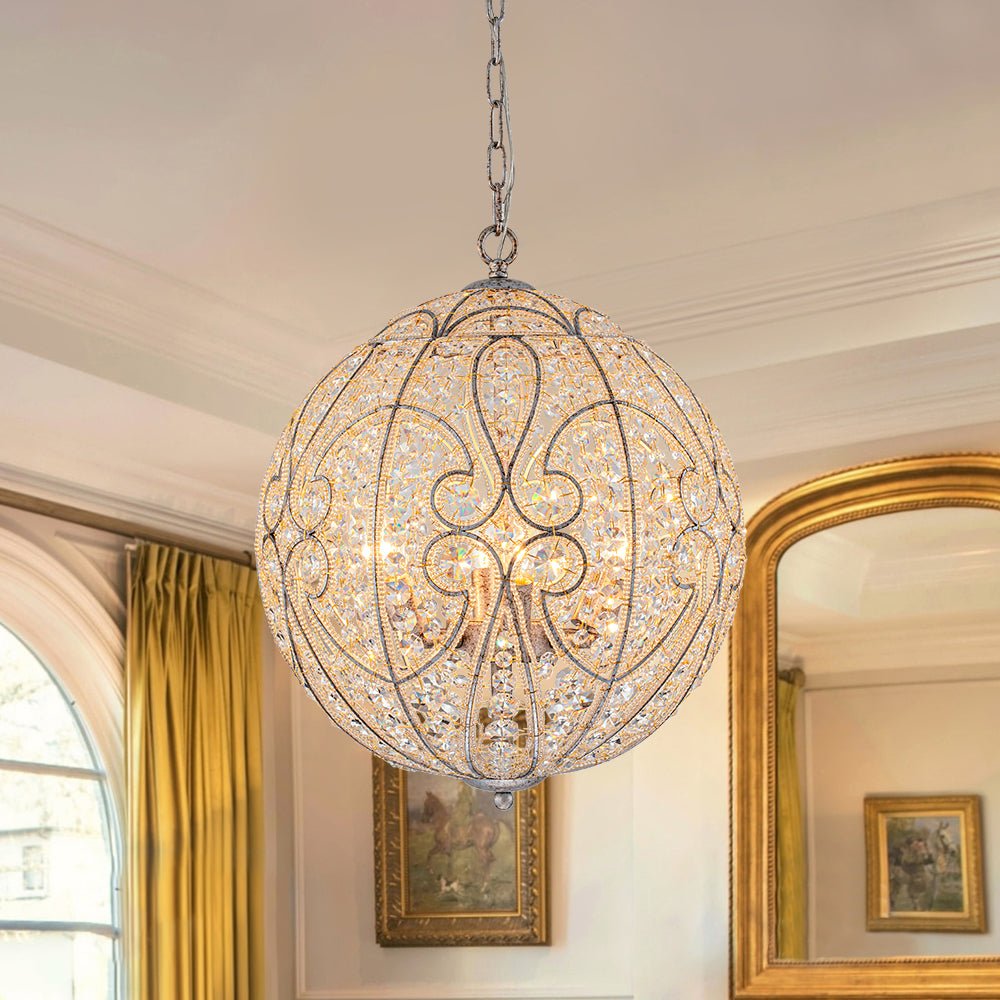 Jarnbrj Glam Shabby Chic Globe Crystal Chandelier