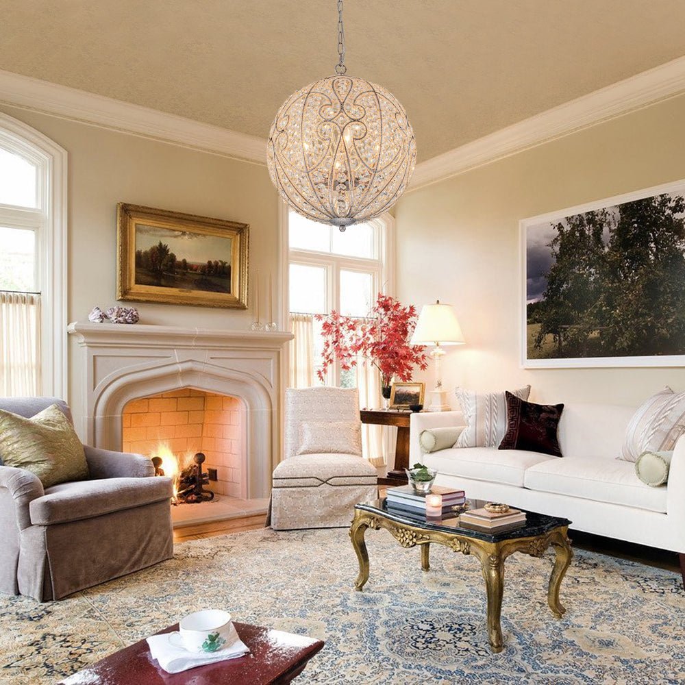 Jarnbrj Glam Shabby Chic Globe Crystal Chandelier