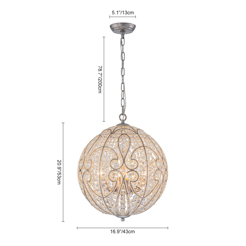 Jarnbrj Glam Shabby Chic Globe Crystal Chandelier