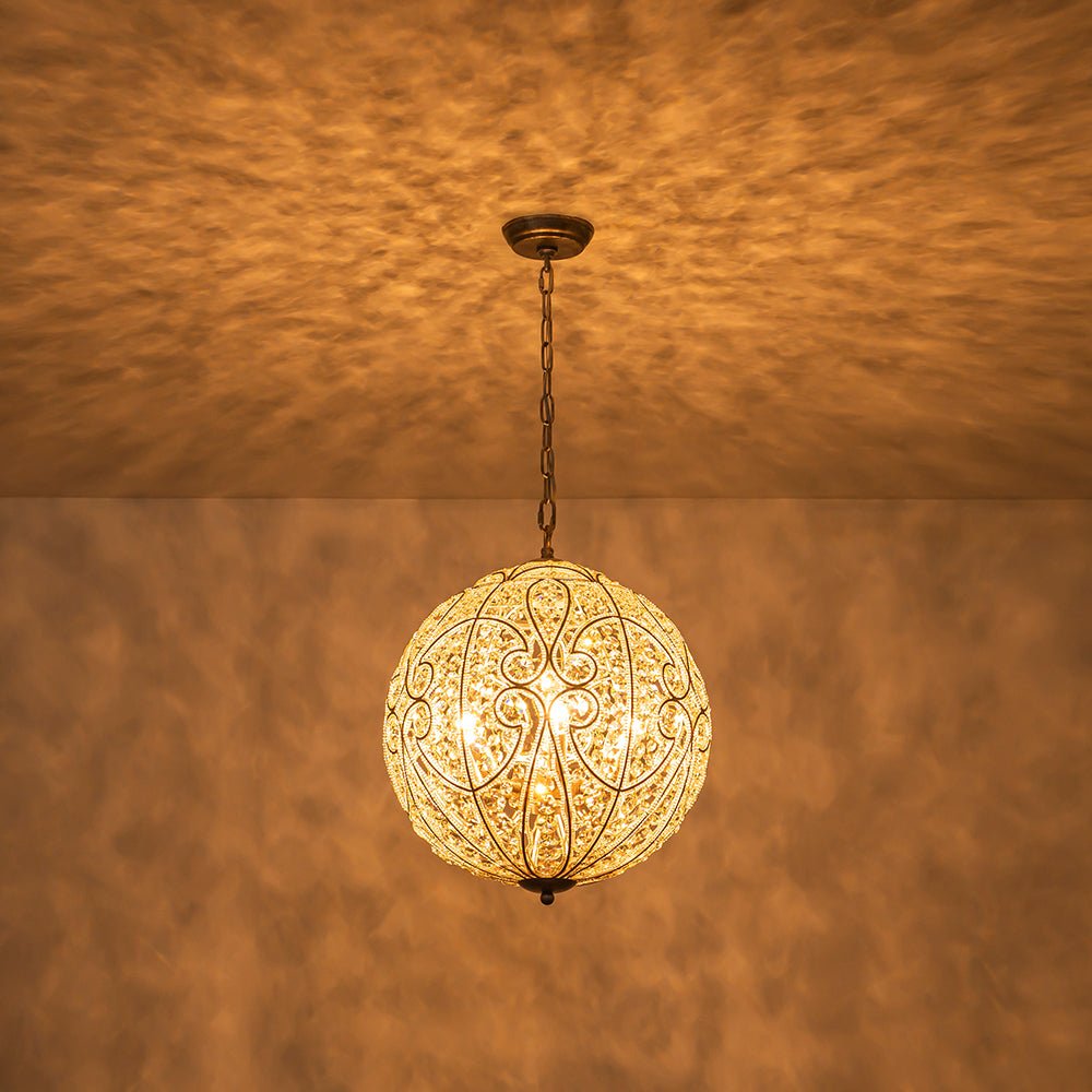 Jarnbrj Glam Shabby Chic Globe Crystal Chandelier