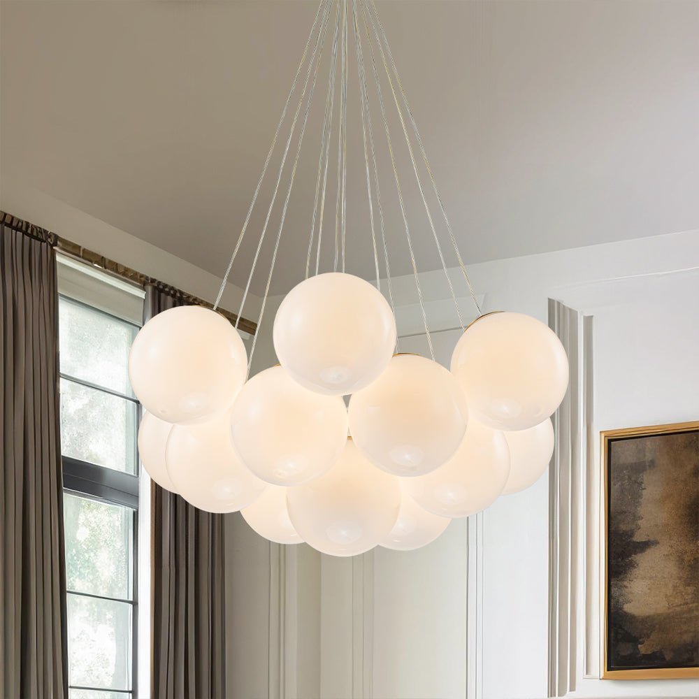 Fljotuvyx Glam Shine Globe Cluster Bubble Opal Glass Chandelier