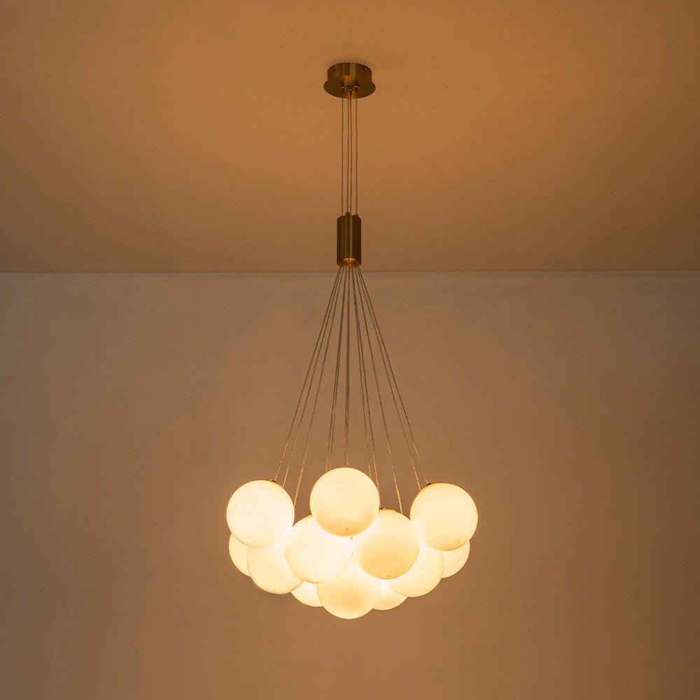 Fljotuvyx Glam Shine Globe Cluster Bubble Opal Glass Chandelier