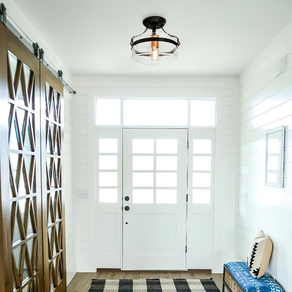 Alvorna Minimalist Glass Semi Flush Mount Ceiling Light