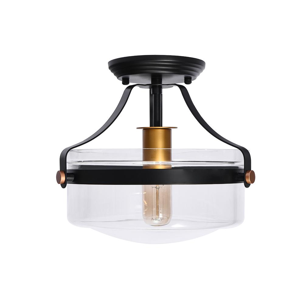 Alvorna Minimalist Glass Semi Flush Mount Ceiling Light