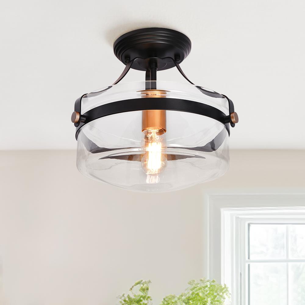Alvorna Minimalist Glass Semi Flush Mount Ceiling Light