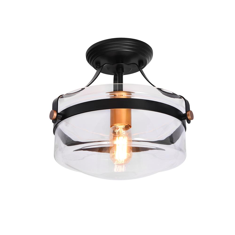 Alvorna Minimalist Glass Semi Flush Mount Ceiling Light