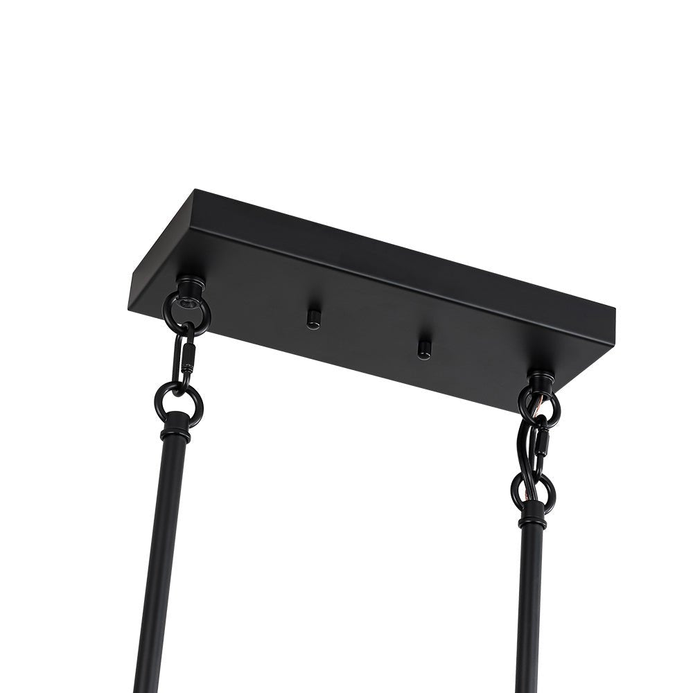 Fljotuvyr Industrial Candle Style Black Rectangular Metal Chandelier