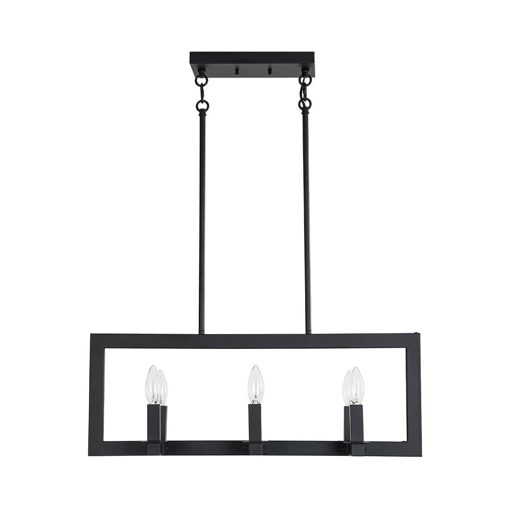 Fljotuvyr Industrial Candle Style Black Rectangular Metal Chandelier