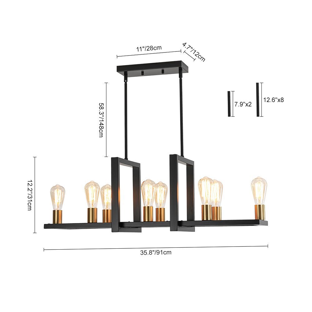 Ulfuvyx Industrial Rectangular Metal Chandelier