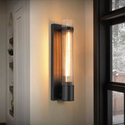 Fljotari Industrial Black Reeded Linear Glass Wall Light
