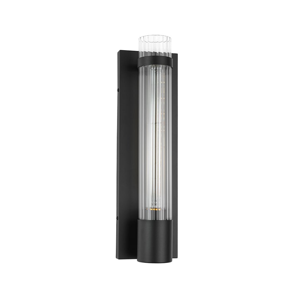 Fljotari Industrial Black Reeded Linear Glass Wall Light
