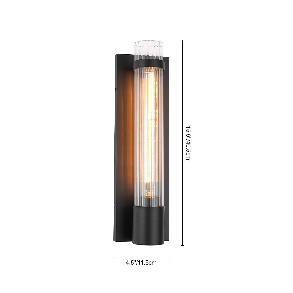 Fljotari Industrial Black Reeded Linear Glass Wall Light