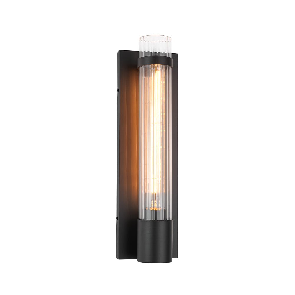 Fljotari Industrial Black Reeded Linear Glass Wall Light