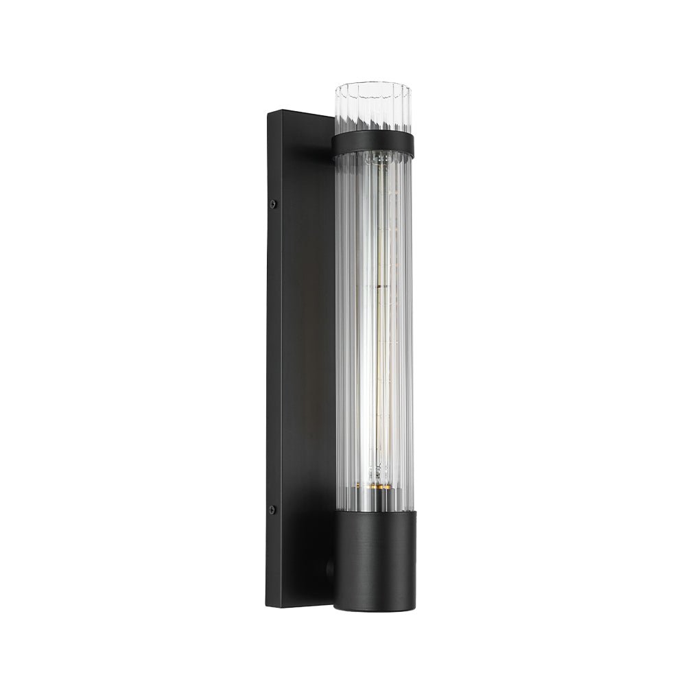 Fljotari Industrial Black Reeded Linear Glass Wall Light