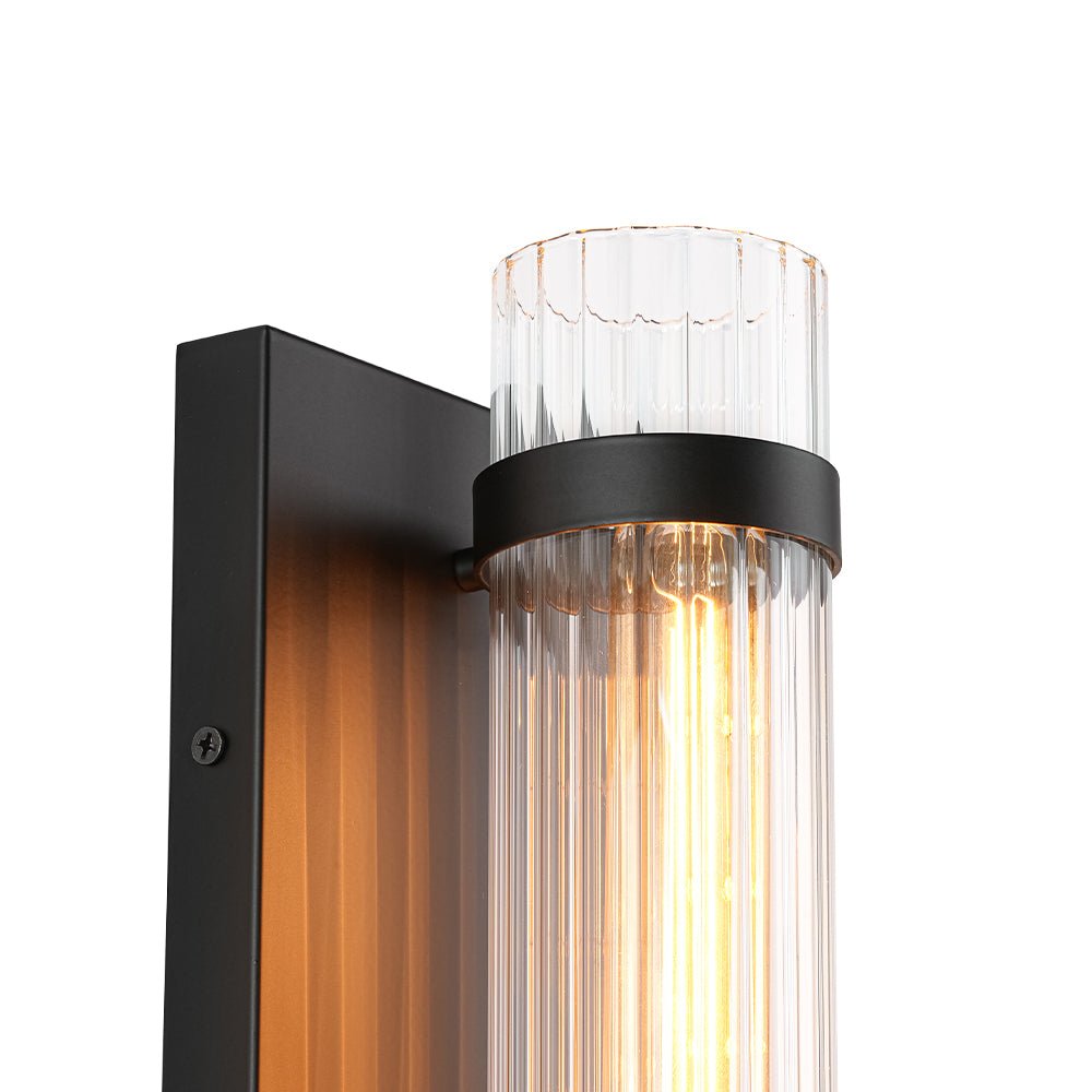 Fljotari Industrial Black Reeded Linear Glass Wall Light