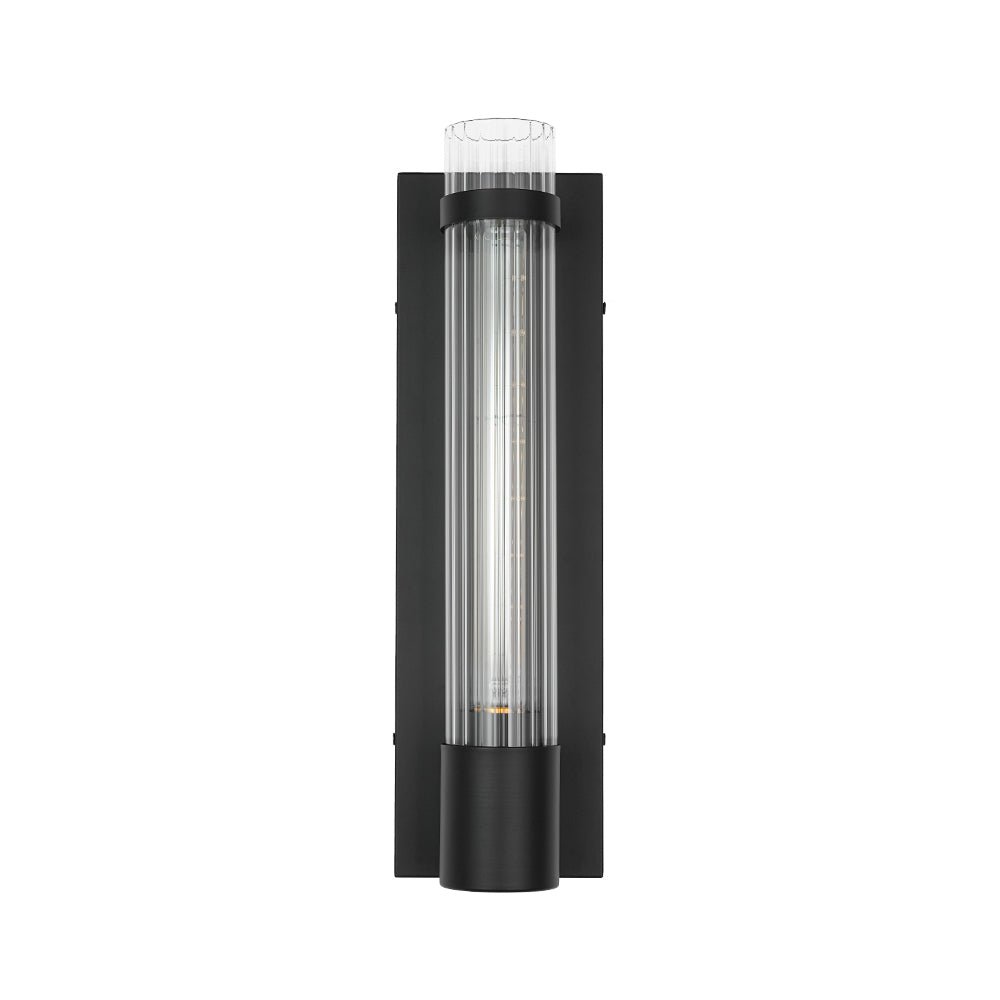 Fljotari Industrial Black Reeded Linear Glass Wall Light