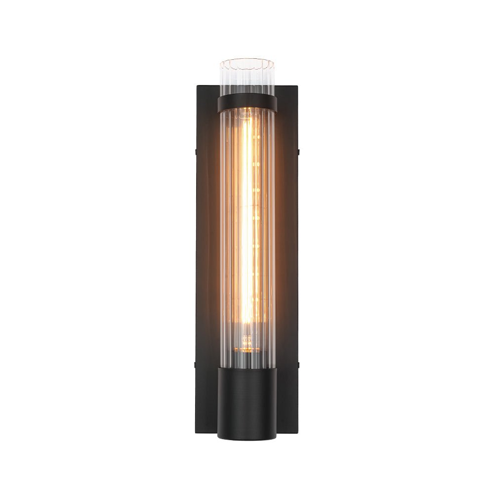 Fljotari Industrial Black Reeded Linear Glass Wall Light