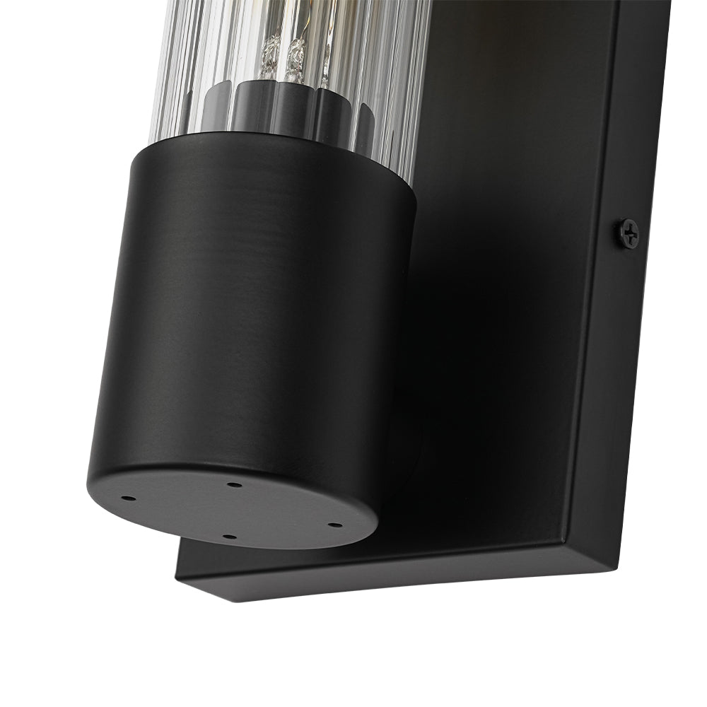 Fljotari Industrial Black Reeded Linear Glass Wall Light