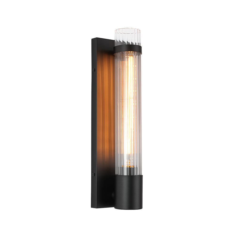 Fljotari Industrial Black Reeded Linear Glass Wall Light
