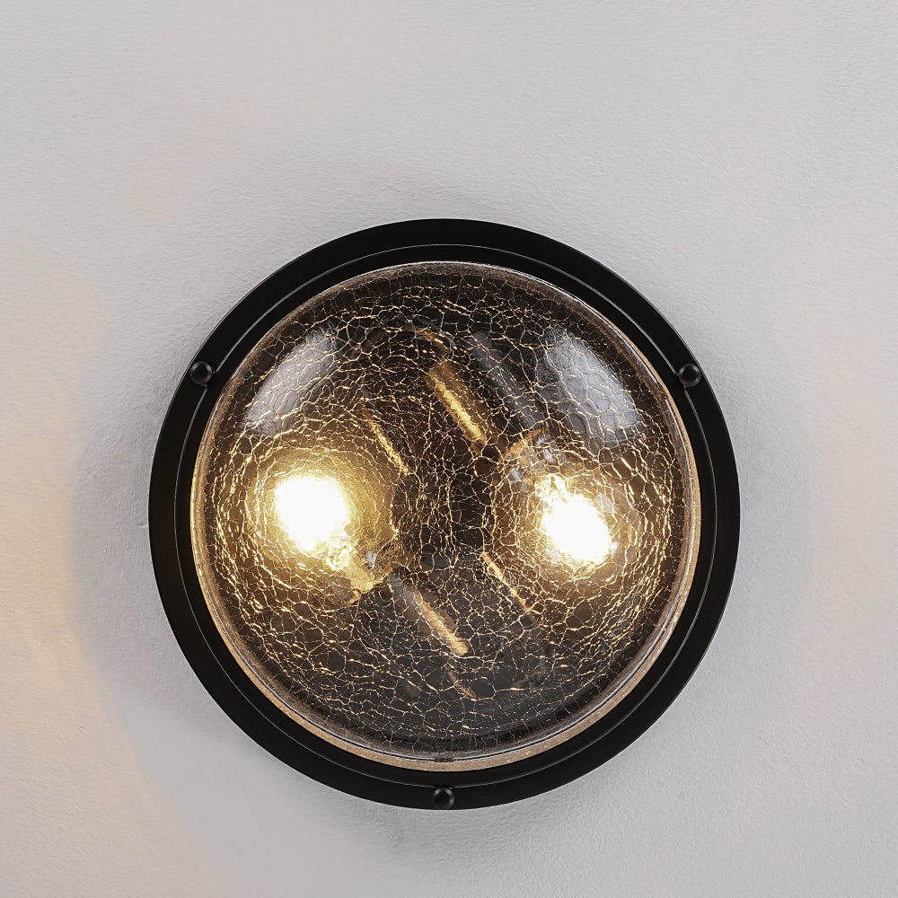 Ostruvux Industrial Crackled Black Glass Flush Mount Light